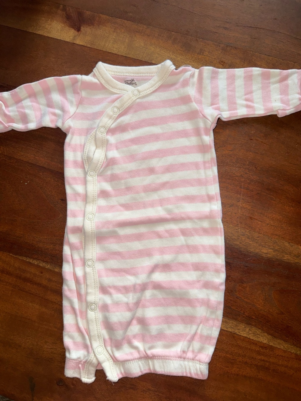 Pink & White Striped Infant Nightgown - Soft Sleep Gown
